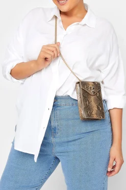M&Co Yours Yours Brown Snake Print Heart Padlock Bag>Women Bags