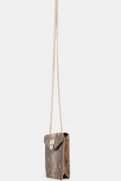 M&Co Yours Yours Brown Snake Print Heart Padlock Bag>Women Bags