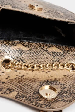 M&Co Yours Yours Brown Snake Print Heart Padlock Bag><noscript><img width=