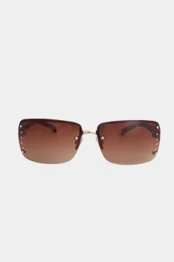 M&Co Yours Yours Brown Tortoiseshell Diamante Frameless Sunglasses>Women Sunglasses