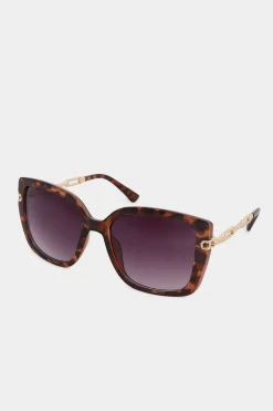 M&Co Yours Yours Brown Tortoiseshell Oversized Chain Arm Sunglasses>Women Sunglasses