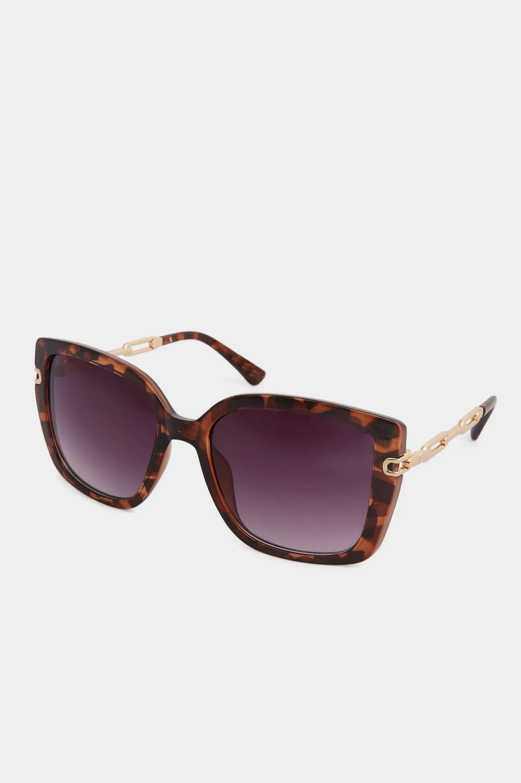 M&Co Yours Yours Brown Tortoiseshell Oversized Chain Arm Sunglasses>Women Sunglasses