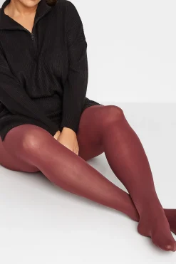 M&Co Yours Yours Burgundy Red 50 Denier Microfibre Premium Tights>Women Tights