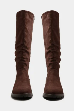 M&Co Yours Yours Chocolate Brown Ruched Cleated Boots In Wide E Fit & Extra Wide Eee Fit><noscript><img width=