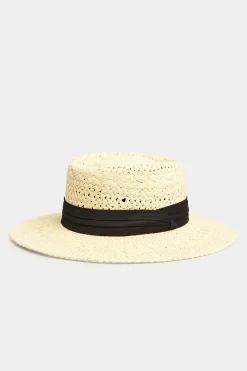 M&Co Yours Yours Cream Straw Boater Hat>Women Hats