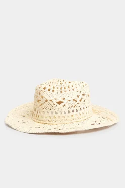 M&Co Yours Yours Cream Straw Cut Out Cowboy Hat>Women Hats