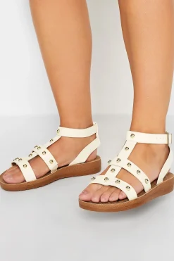 M&Co Yours Yours Cream Studded Gladiator Sandals In Extra Wide Eee Fit>Women Flat Shoes