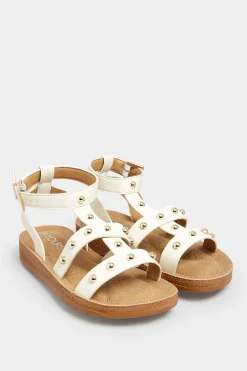 M&Co Yours Yours Cream Studded Gladiator Sandals In Extra Wide Eee Fit>Women Flat Shoes