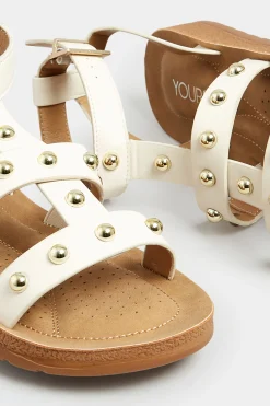 M&Co Yours Yours Cream Studded Gladiator Sandals In Extra Wide Eee Fit><noscript><img width=