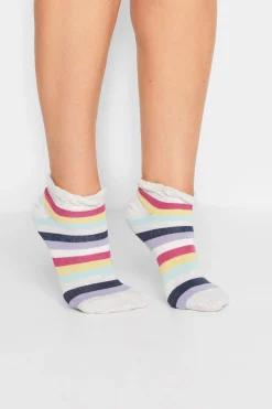 M&Co Yours Yours Curve 4 Pack White Stripe Trainer Socks>Women Socks