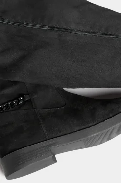 M&Co Yours Yours Curve Black Suede Knee High Chain Detail Boots In Wide E Fit & Extra Wide Eee Fit><noscript><img width=