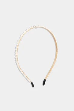 M&Co Yours Yours Gold & White Pearl Thin Headband>Women Hair Accessories