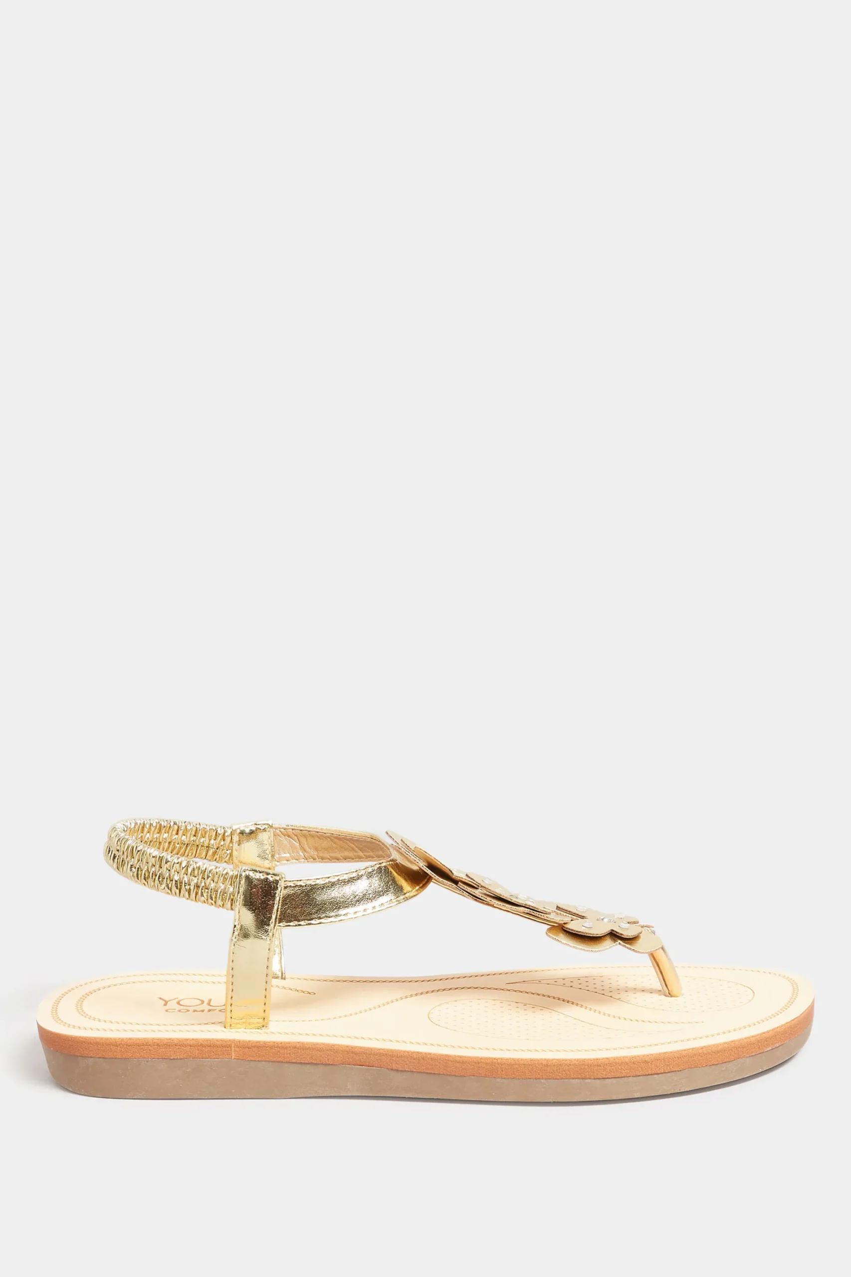 M&Co Yours Yours Gold Diamante Butterfly Sandals In Extra Wide Eee Fit>Women Flat Shoes