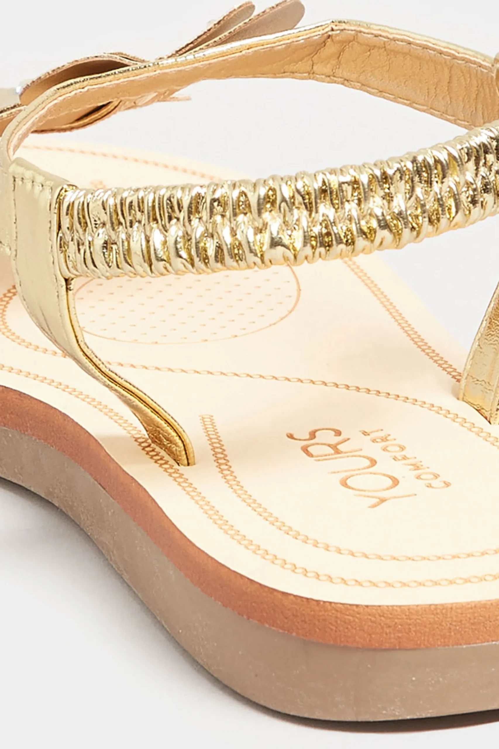 M&Co Yours Yours Gold Diamante Butterfly Sandals In Extra Wide Eee Fit>Women Flat Shoes