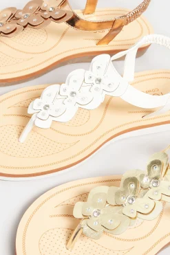 M&Co Yours Yours Gold Diamante Butterfly Sandals In Extra Wide Eee Fit><noscript><img width=