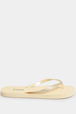 M&Co Yours Yours Gold Flip Flops In Extra Wide Eee Fit><noscript><img width=