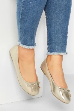 M&Co Yours Yours Gold Shimmer Ballet Pump In Wide E Fit & Extra Wide Eee Fit>Women Flat Shoes