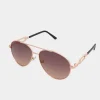 M&Co Yours Yours Gold Tone Rectangle Arm Aviator Sunglasses>Women Sunglasses