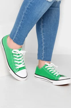 M&Co Yours Yours Green Canvas Low Trainers In Wide E Fit>Women Trainers