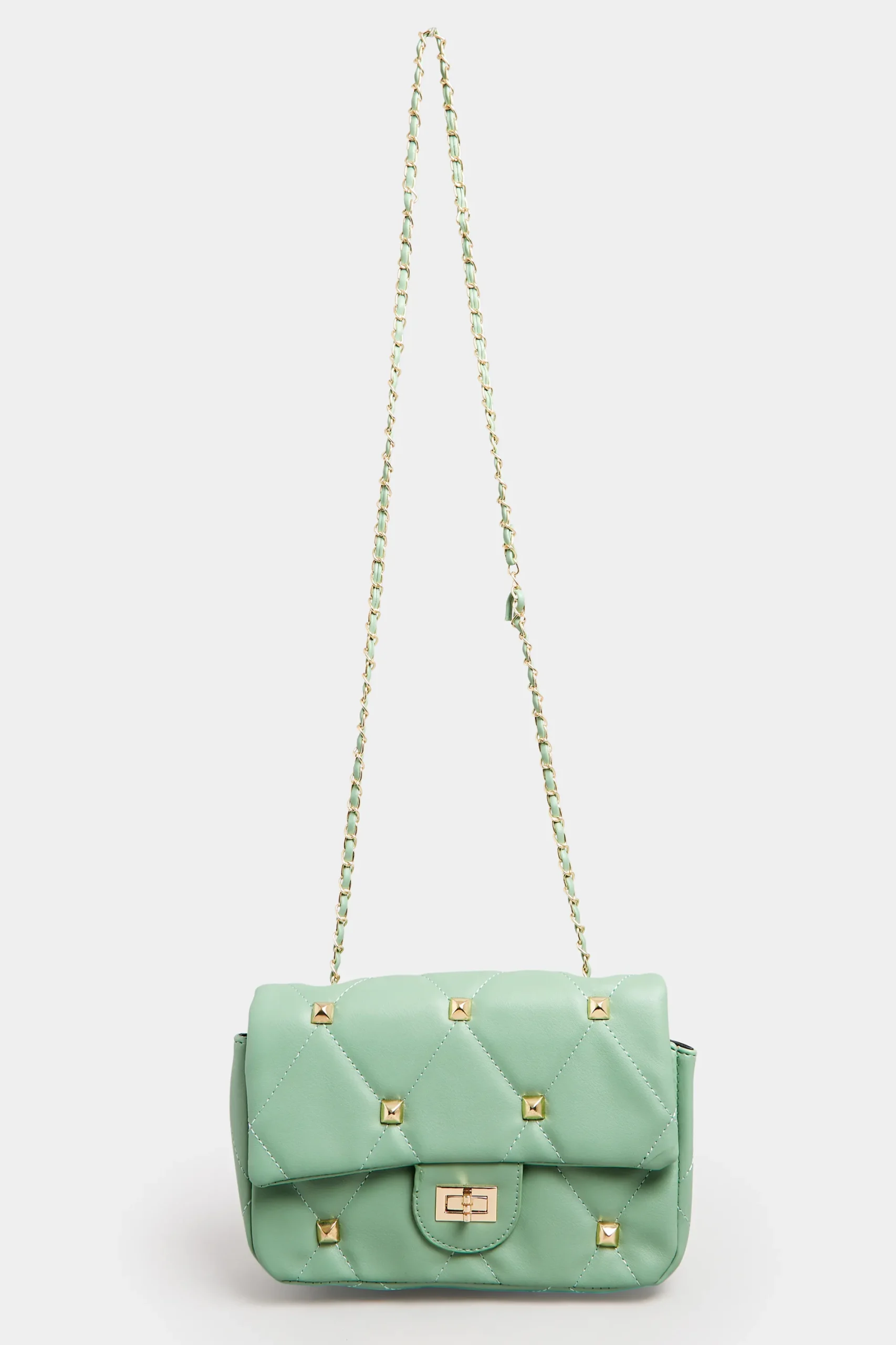 M&Co Yours Yours Green Studded Quilted Chain Bag>Women Bags