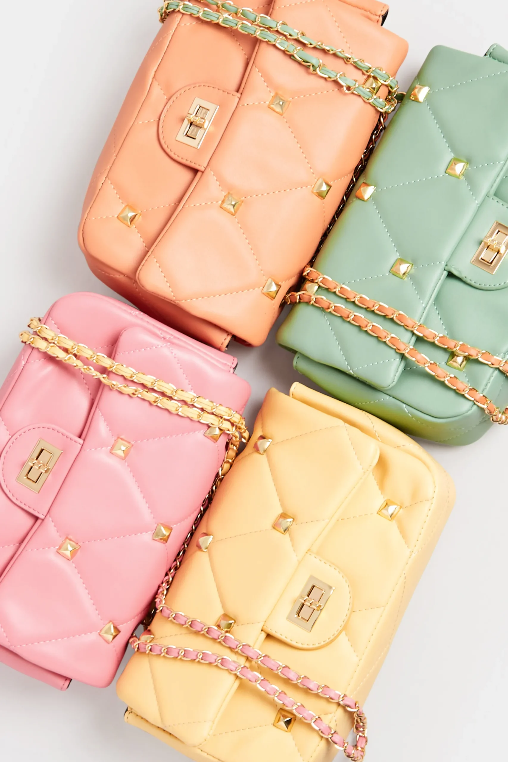 M&Co Yours Yours Green Studded Quilted Chain Bag>Women Bags