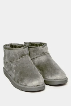M&Co Yours Yours Grey Faux Suede Faux Fur Lined Ankle Boots In Wide E Fit & Extra Wide Eee Fit>Women Boots