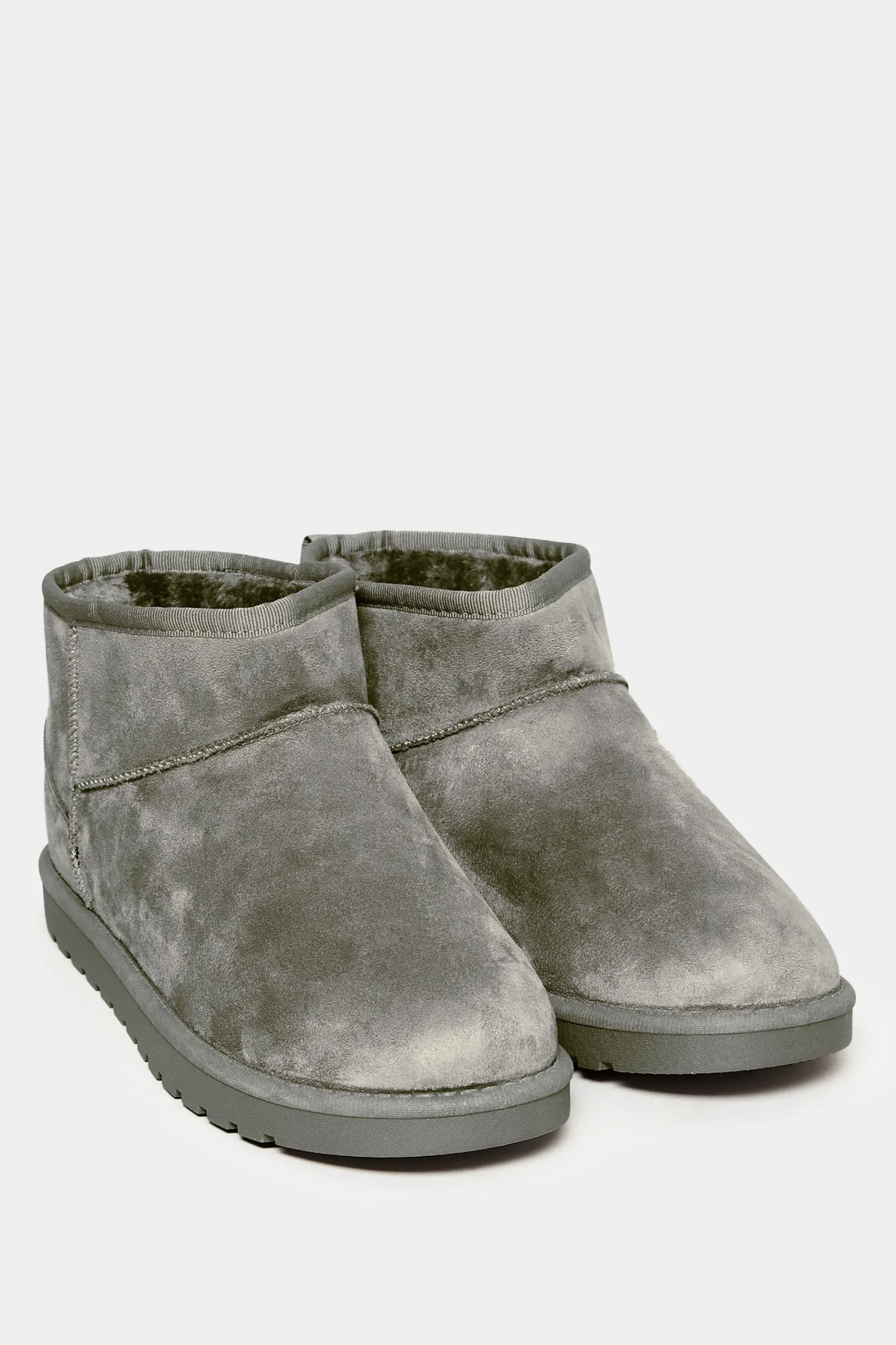 M&Co Yours Yours Grey Faux Suede Faux Fur Lined Ankle Boots In Wide E Fit & Extra Wide Eee Fit>Women Boots