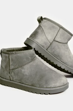 M&Co Yours Yours Grey Faux Suede Faux Fur Lined Ankle Boots In Wide E Fit & Extra Wide Eee Fit><noscript><img width=