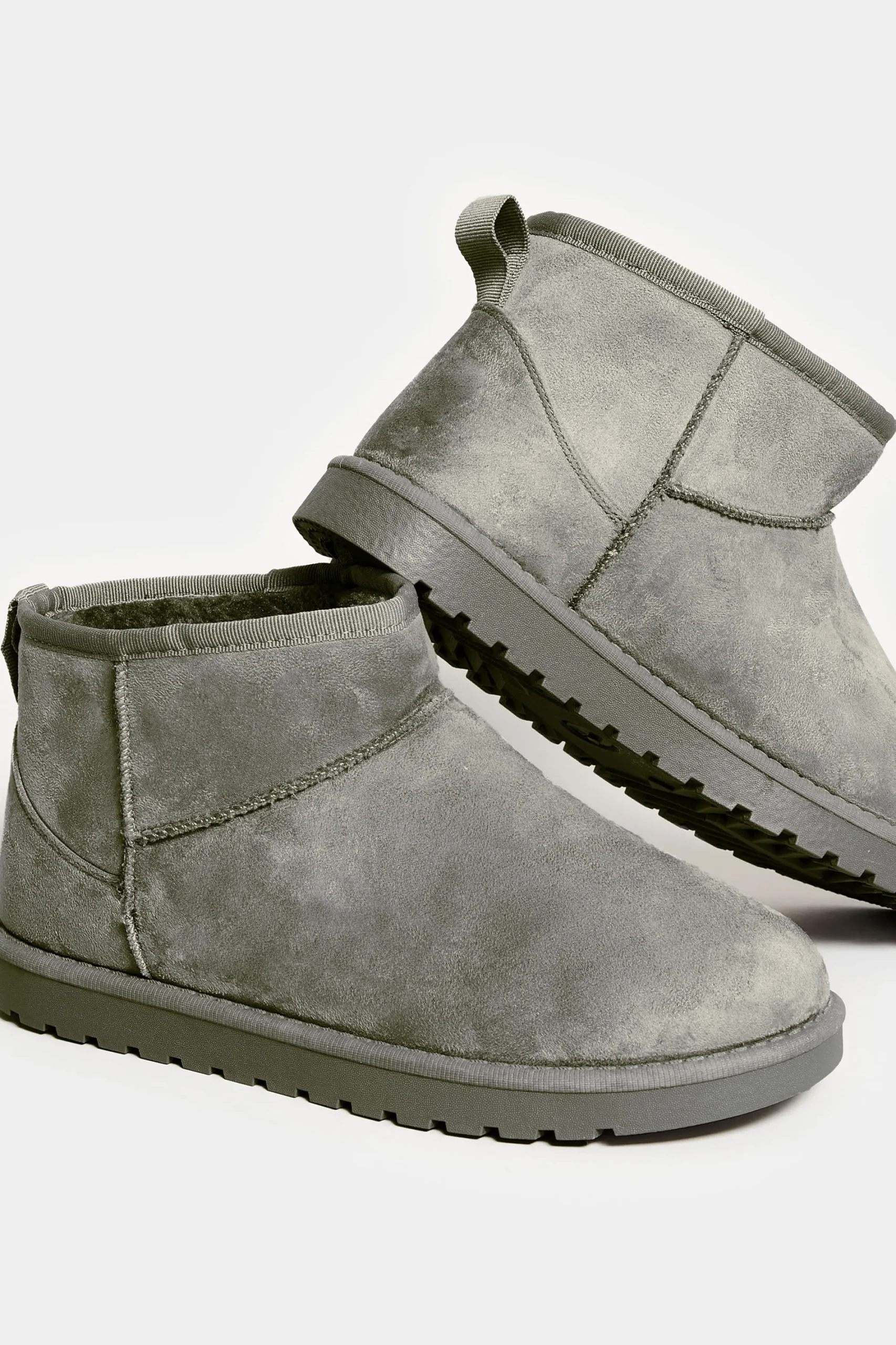 M&Co Yours Yours Grey Faux Suede Faux Fur Lined Ankle Boots In Wide E Fit & Extra Wide Eee Fit>Women Boots