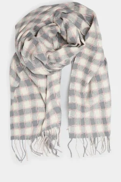 M&Co Yours Yours Grey Square Check Tassel Scarf>Women Scarves