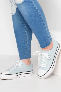 M&Co Yours Yours Light Blue Canvas Platform Sole Low Trainers In Wide E Fit>Women Trainers