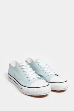 M&Co Yours Yours Light Blue Canvas Platform Sole Low Trainers In Wide E Fit>Women Trainers