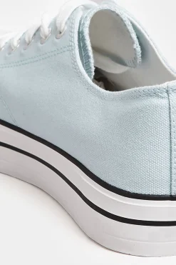 M&Co Yours Yours Light Blue Canvas Platform Sole Low Trainers In Wide E Fit><noscript><img width=