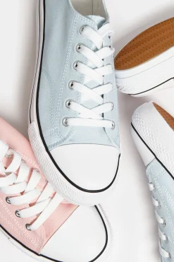 M&Co Yours Yours Light Blue Canvas Platform Sole Low Trainers In Wide E Fit><noscript><img width=