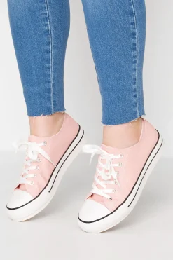 M&Co Yours Yours Light Pink Canvas Platform Sole Low Trainers In Wide E Fit>Women Trainers