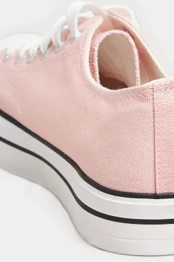 M&Co Yours Yours Light Pink Canvas Platform Sole Low Trainers In Wide E Fit><noscript><img width=