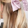 M&Co Yours Yours Lilac Purple Diamante Tassel Bow Hair Clip>Women Hair Accessories