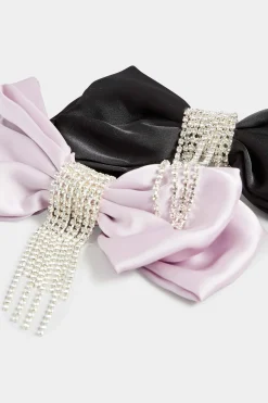 M&Co Yours Yours Lilac Purple Diamante Tassel Bow Hair Clip><noscript><img width=