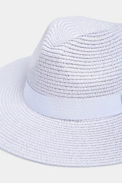 M&Co Yours Yours Lilac Purple Straw Fedora Hat><noscript><img width=
