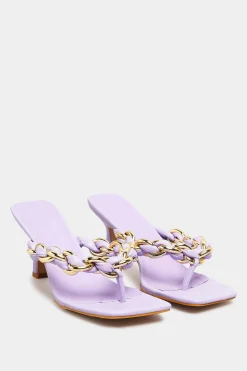 M&Co Yours Yours Lilac Purple Square Toe Post Chain Mules In Standard Fit>Women Mules & Sliders