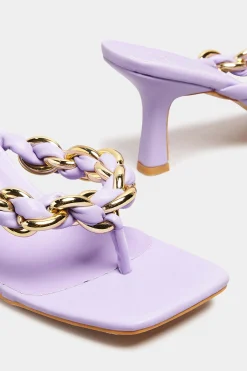 M&Co Yours Yours Lilac Purple Square Toe Post Chain Mules In Standard Fit><noscript><img width=