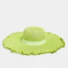 M&Co Yours Yours Lime Green Frayed Edge Straw Hat>Women Hats