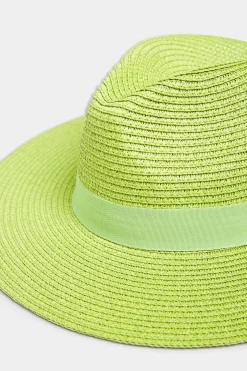 M&Co Yours Yours Lime Green Straw Fedora Hat><noscript><img width=