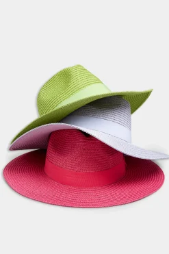 M&Co Yours Yours Lime Green Straw Fedora Hat><noscript><img width=