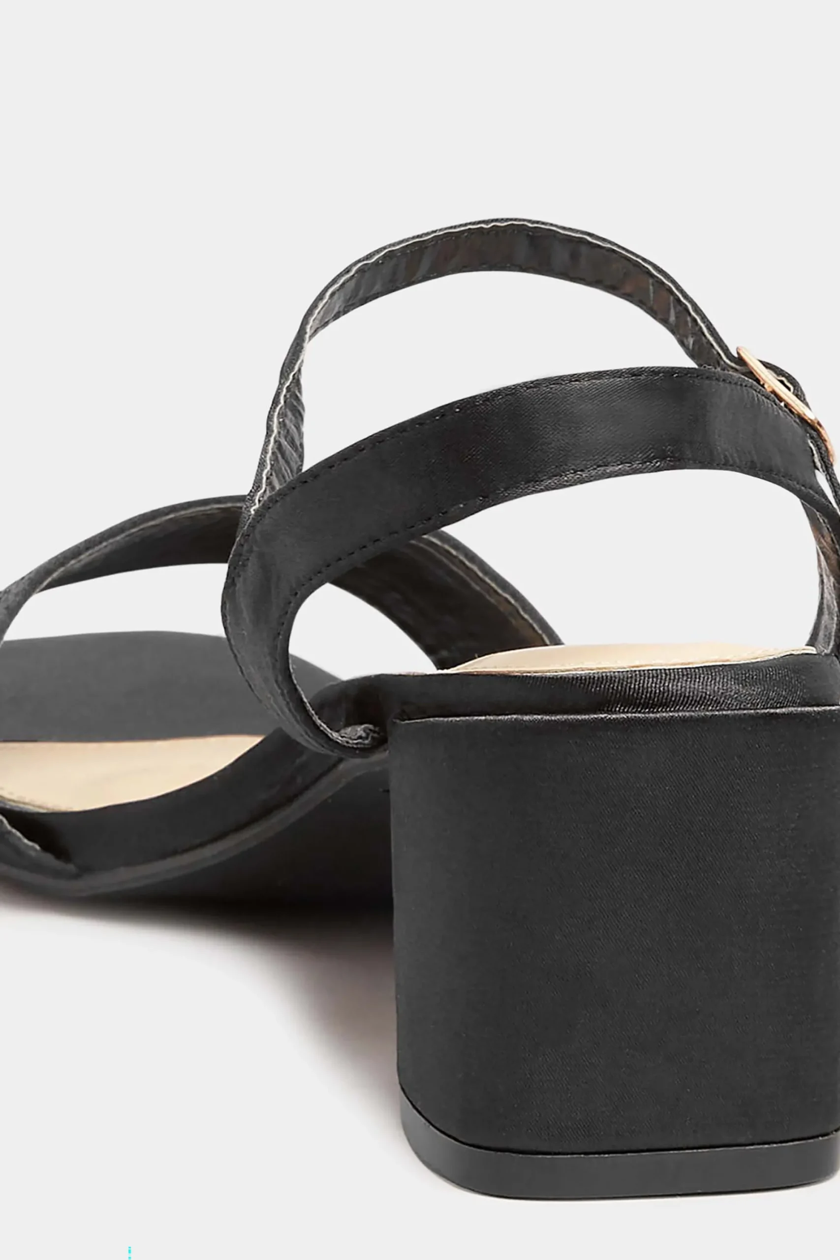 M&Co Yours Yours Limited Collection Black Satin Embellished Block Heel Sandals In Wide E Fit>Women Heels