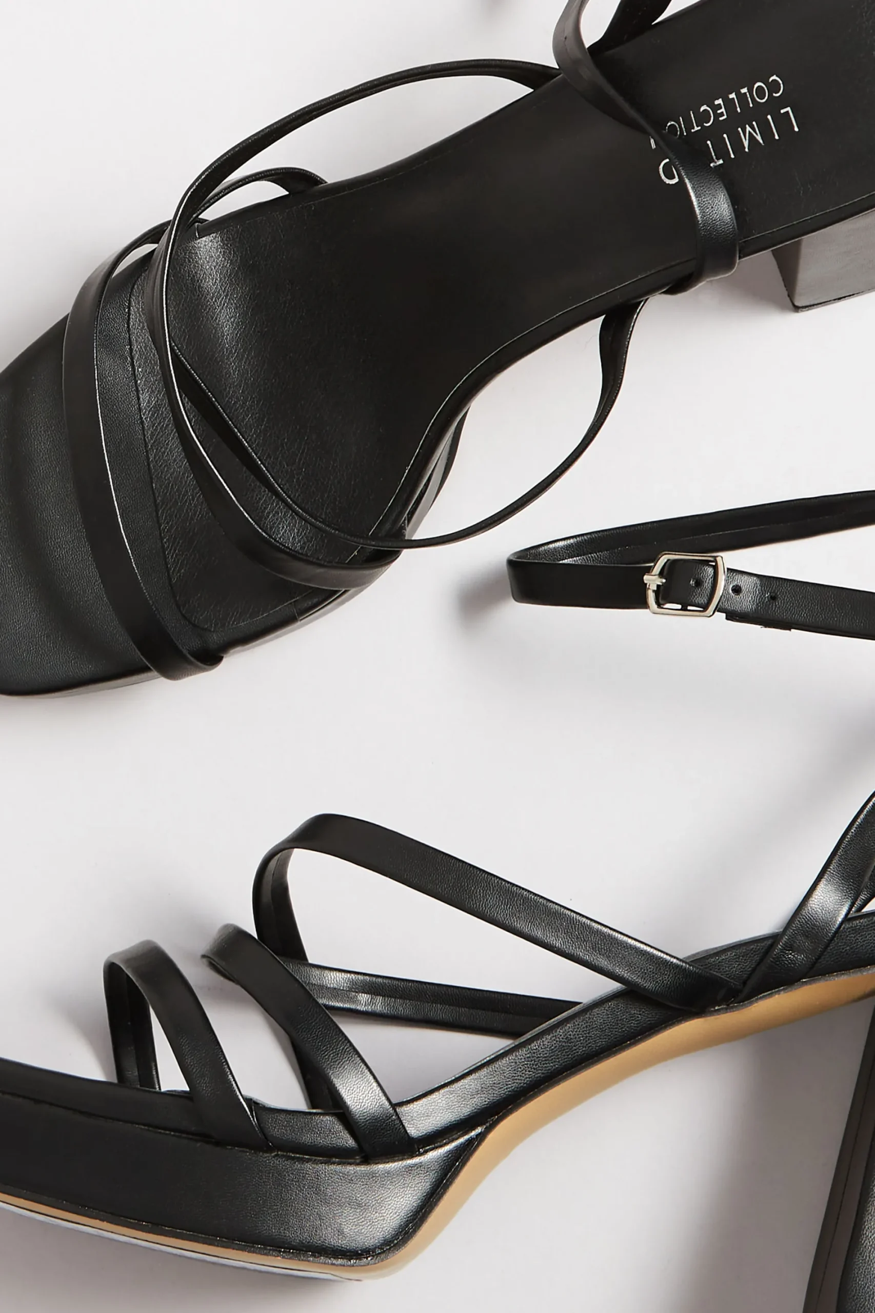 M&Co Yours Yours Limited Collection Black Strappy Faux Leather Platform Block Heel Sandals In Wide E Fit & Extra Wide Eee Fit>Women Heels