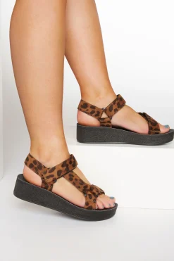 M&Co Yours Yours Limited Collection Black Leopard Print Sporty Platform Sandals In Extra Wide Eee Fit>Women Sandals