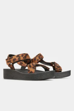 M&Co Yours Yours Limited Collection Black Leopard Print Sporty Platform Sandals In Extra Wide Eee Fit><noscript><img width=