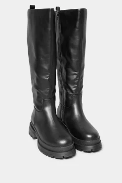 M&Co Yours Yours Limited Collection Black Faux Leather Pull On Knee High Boots In Extra Wide Eee Fit>Women Boots