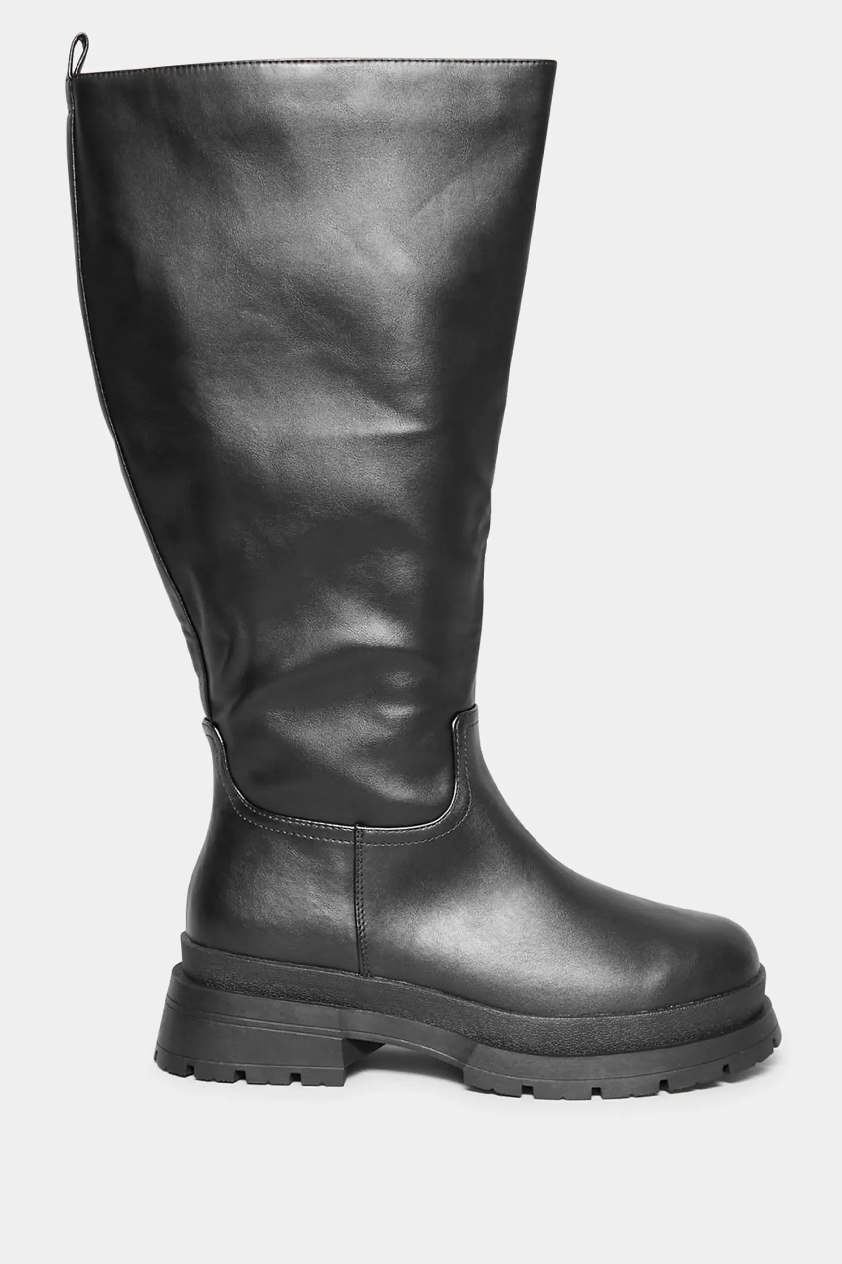 M&Co Yours Yours Limited Collection Black Faux Leather Pull On Knee High Boots In Extra Wide Eee Fit>Women Boots